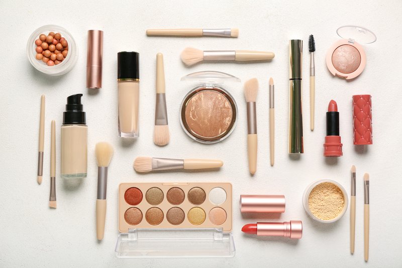 Premium cosmetic products flat-lay